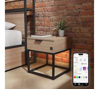 X Rocker Denver Bedside Table With LED App Control Lights in Light Oak X Rocker Light Oak