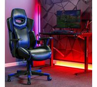 X ROCKER Drogon PC Gaming Chair, Lumbar Support & Wide Seat BLUE BLACK CLEARANCE