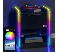 Electra RGB Bedside Table with LED Lights and Wireless Charging X Rocker Black One Size