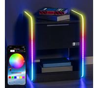 X Rocker Electra Bedside Table with Wireless Charging and App Controlled LED Lights, Black