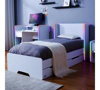 X Rocker Electra Led Single Gaming Bed With Drawers - White Rgb