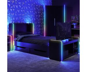 X Rocker Electra RGB Black Single Gaming Bed with Storage & LED Lights
