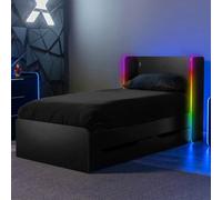 X Rocker Electra Single Bed with Trundle Drawers Storage, LED Lights & Mattress in Black X Rocker Black Single