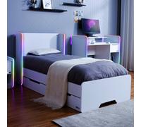 X Rocker Electra Rgb Single Gaming Bed With Storage And App Controlled LED Lights, White