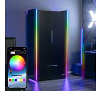 Electra RGB Double Wardrobe 2 Doors 1 Drawer Shelf App Controlled LED Lights X Rocker Black One Size
