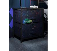 X Rocker Hex Canvas Bedside Side Table with Drawer - Black, Black