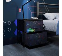 X Rocker Hex Canvas Bedside Side Table with Drawer - Black X Rocker Black