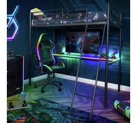 X Rocker HQ RGB LED Gaming High Sleeper Bed with Desk- Black