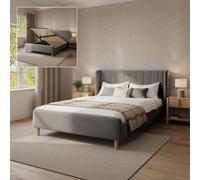 X Rocker Lola Upholstered Shadow Ottoman Bed - King - Grey