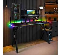 X Rocker Lumio Xl 140Cm Led Gaming Desk With Full Mousepad - Carbon Black Rgb