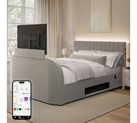 X Rocker Maisie 5.1 Ottoman TV Lift Bed, Surround Sound & App Controlled LED in Grey | Size: Double X Rocker Grey Double