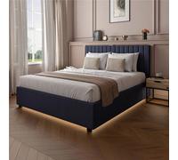 XR Living Maisie Fabric Ottoman Bed Double Navy Blue, Blue
