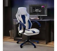 Maverick PC Office Gaming Chair - White and Blue, Blk/Gold