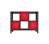 X Rocker Mesh-Tek Wide 6 Cube Unit - Storage - Black/Red Black