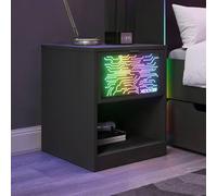 X Rocker Neonite Bedside Table With Drawer And App Control Rgb Led Lights - Black