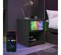 X Rocker NeoNite Bedside Table with Drawer and LED Lights Black