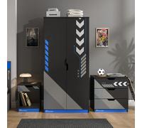 Octane 3PC Furniture set - Bedside, Chest and Wardrobe X Rocker Blue One Size