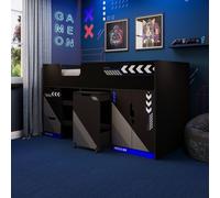 X Rocker Octane Mid Sleeper Gaming Cabin Bed with Wardrobe & Pull-out Desk Blue