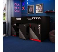 X Rocker Octane Mid Sleeper Gaming Cabin Bed with Wardrobe & Pull-out Desk - Red