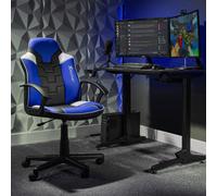 X ROCKER Saturn Mid Back Office Chair Adjustable Height PU Leather - BLUE