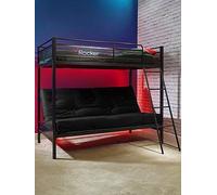 X Rocker Stronghold High Sleeper Bed With Double Futon Cushion And Mattress Option (Buy & Save!) Black