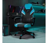 X Rocker Tempest Ergonomic PC Office Gaming Chair with Extra Wide Seat in Light Blue X Rocker Light Blue