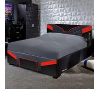 X Rocker X-Rocker Cerberus Gaming Bed, 4Ft Small Double Upholstered Bedstead Frame, Carbon Red Black With 120X190Cm Mattress Included