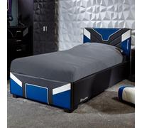 X Rocker X-Rocker Cerberus Ottoman Gaming Bed, 3Ft Single Upholstered Bedstead With Storage Blue Black White - 90X190Cm Mattress Included