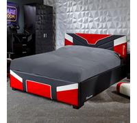 X Rocker X-Rocker Cerberus Ottoman Gaming Bed, 4Ft Small Double Upholstered Bedstead With Storage With 120X190Cm Mattress Included - Red