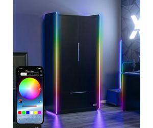 X Rocker X-Rocker Electra Rgb Double Wardrobe 2 Doors 1 Drawer Shelf App Controlled Led Lights - Black