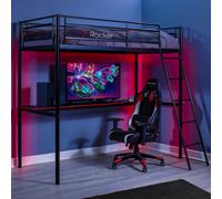 X Rocker X-Rocker Hq Gaming Bunk Bed With Large Desk Kids Loft High Sleeper 3Ft Single - Black