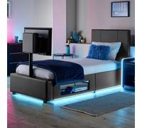 X Rocker Xr Living Ava Pu Single Tv Bed With Underbed Lights- Grey