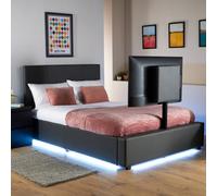 XR Living Ava Upholstered Tv Bed With Led Lights - Small Double 4ft - Grey, Grey