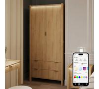 XR Living Dakota Wardrobe With app controlled RGB Lights - Wild Oak, Brown