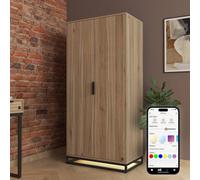X Rocker Denver 2 Door Wardrobe With LED App Control Lights in Light Oak X Rocker Light Oak