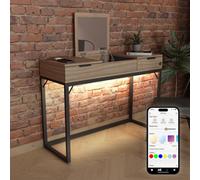 X Rocker Denver Dressing Table, Wireless Charging & App Control LED Lights in Light Oak X Rocker Light Oak