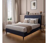 X Rocker Xr Living Maisie Velvet Bed Frame With Under Frame Led Lights - King - Navy Blue