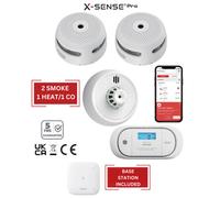 X-SENSE Smart Smoke Detectors, Carbon Monoxide & Heat Alarms With Base Station: 2 Smoke / 1 Heat / 1 Co