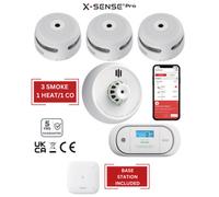X-SENSE Smart Smoke Detectors, Carbon Monoxide & Heat Alarms With Base Station: 3 Smoke / 1 Heat / 1 Co