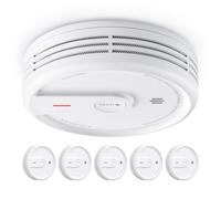 X-SENSE Smoke Alarm, 10-Year Battery Smoke Detector with LED Indicator & Silence Button, Compact Fire Alarm, XS0E-SN, 5-Pack