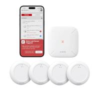 X-Sense Wi-Fi Water Leak Detector Kit, Smart Water Sensor Alarm with App Alerts and Ultra-Slim Design, Water Alarm Leak Detector for Basements, 4 Water Sensors and 1 Base Station, Model SWS0A41
