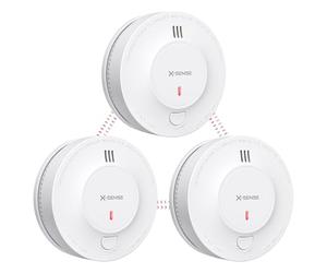 X-Sense Wireless Interlinked Smoke Alarm Detector with Sealed 10-Year Battery, Interconnected Fire Alarm Conforms to EN 14604 Standard, Link+, SD19-W, 3-Pack