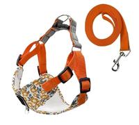 X-shaped Cat Puppy Harness And Leash Set For Small Dogs Cats Flower Print Pet Harnesses Kitten Accessories(Orange,S-suit 2-3kg)