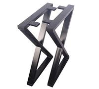 X-Shaped Industrial Steel Table Legs - Heavy-Duty Black & Silver Iron Frame for DIY Furniture, Coffee Table Support, Sturdy Bold Steel Design