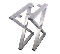 X-Shaped Industrial Steel Table Legs - Heavy-Duty Black & Silver Iron Frame for DIY Furniture, Coffee Table Support, Sturdy Bold Steel Design