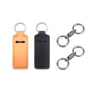 X-SHIYUN 2 Pcs Chapstick Holder With Keychain Metal Hook,Lip Balm Sleeves Pouch,Portable Lipstick Holder Bags,Mini Perfume Holder For Women and men(Black & Orange), Black & Orange