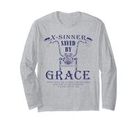 X-Sinner Saved by Grace Verse: Christian Faith Motorcycle Long Sleeve T-Shirt