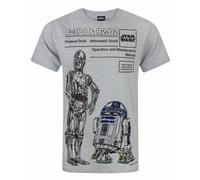 Star Wars Droid Men's T-Shirt C-3PO and R2-D2 Grey XS