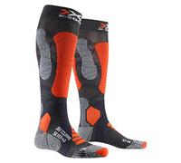 X-Socks Ski Touring Silver 4.0 Thermal Ergomonic Socks for Winter Sport Ski Snowboward - Anthracite Melange/Orange Fluo, 39/41