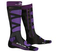 X-Socks Women's Ski Control 4.0 Socks, Charcoal Melange/Purple, 41/42 (XL)